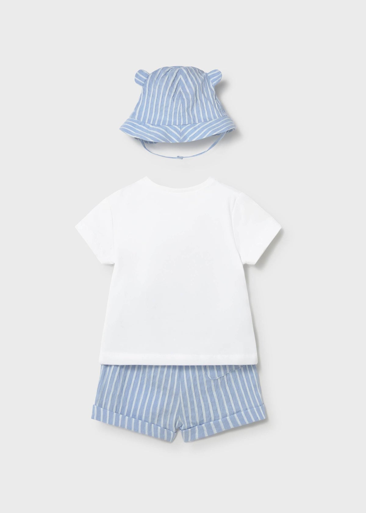 Completo 3 pezzi con cappello con orecchie neonato - Cielo