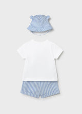 Completo 3 pezzi con cappello con orecchie neonato - Cielo