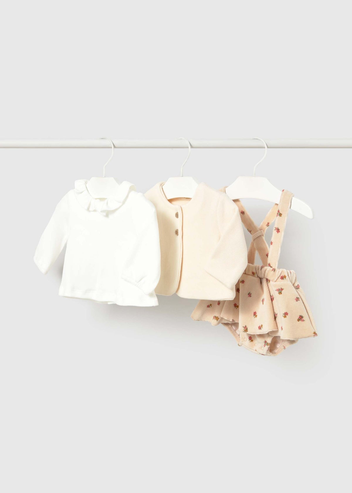 Completo 3 pezzi gonna neonata - Crema
