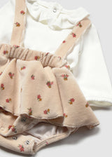 Completo 3 pezzi gonna neonata - Crema