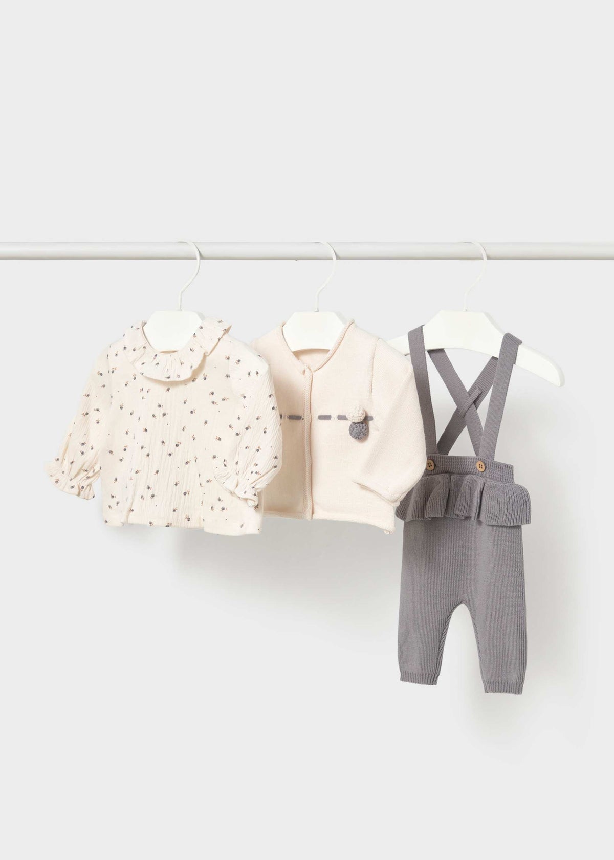 Completo 3 pezzi neonata - Cenere