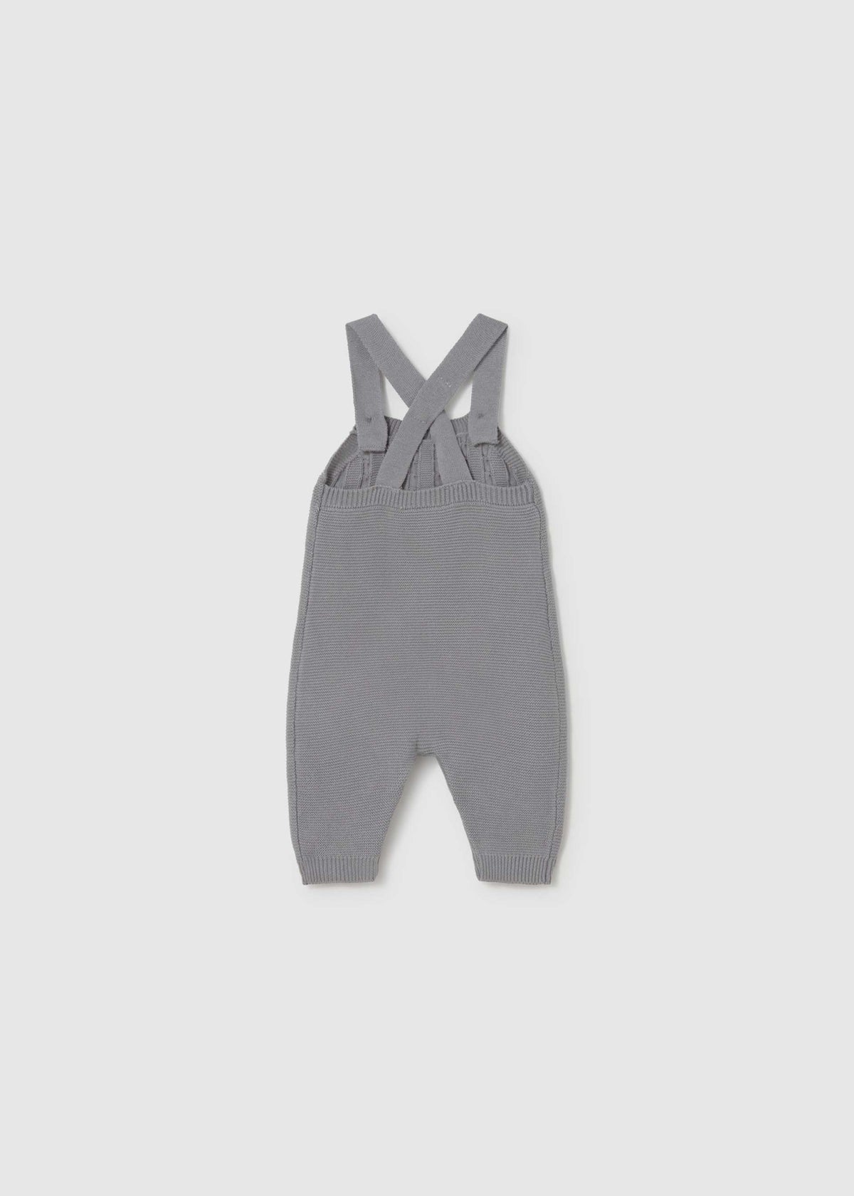 Completo 3 pezzi salopette a maglia neonato - Cenere