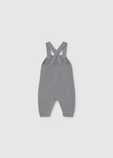 Completo 3 pezzi salopette a maglia neonato - Cenere