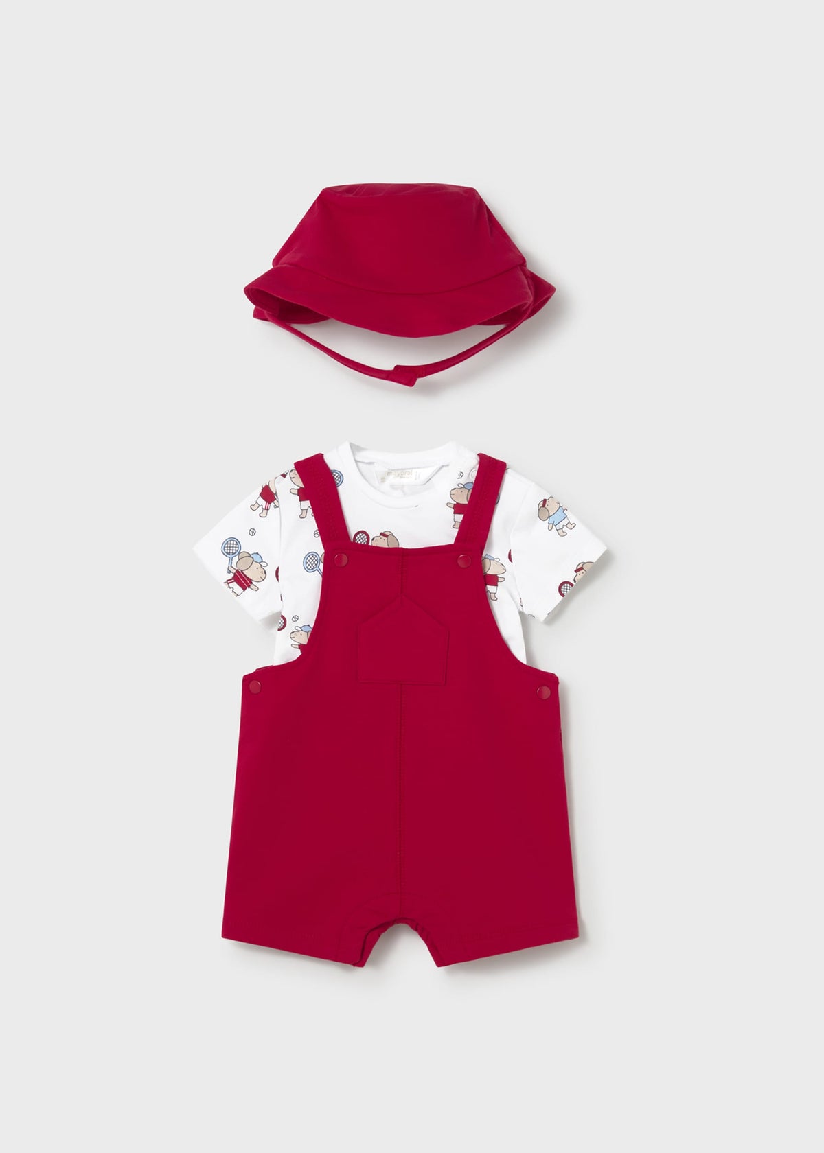 Completo 3 pezzi salopette neonato - Rosso