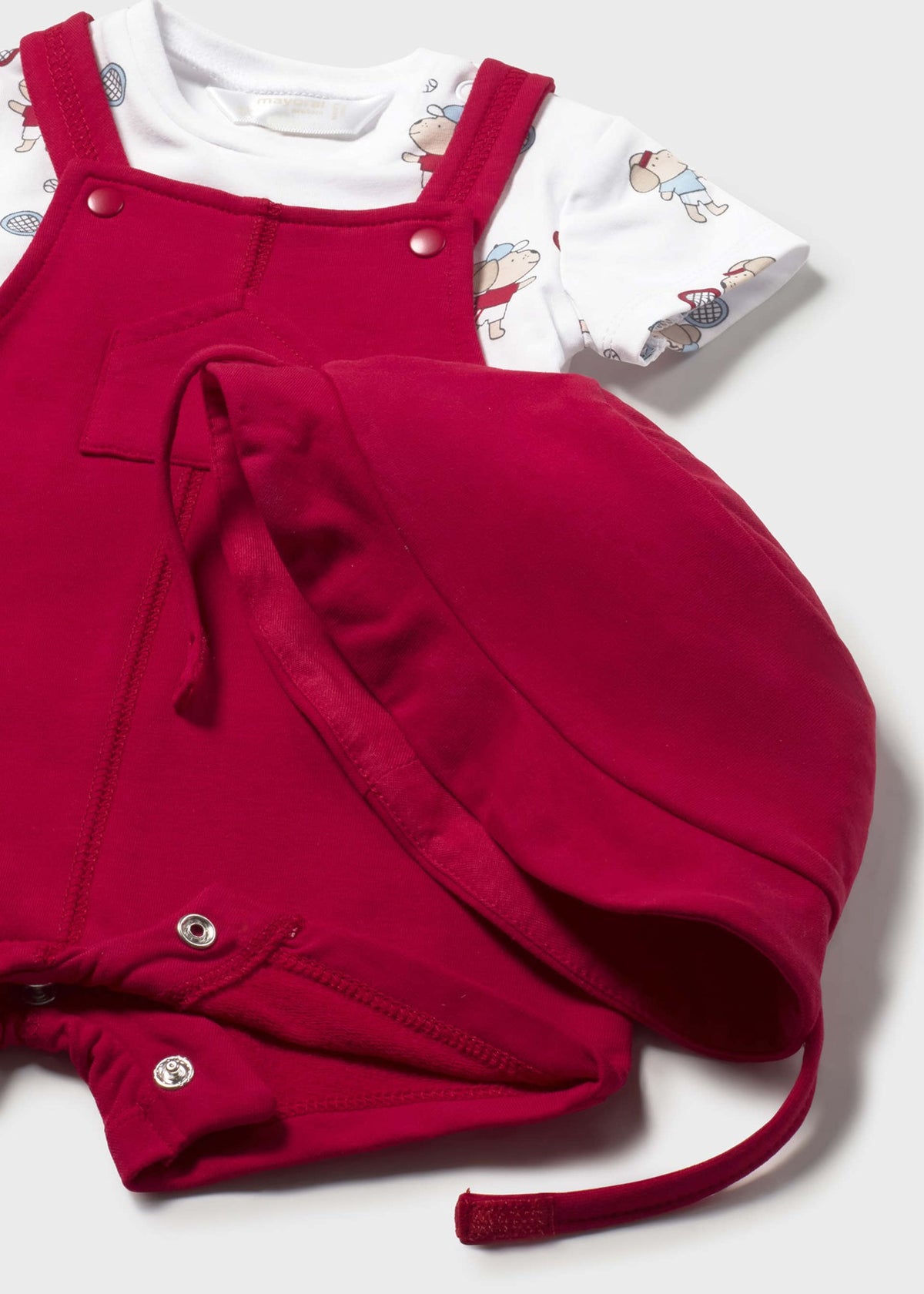 Completo 3 pezzi salopette neonato - Rosso