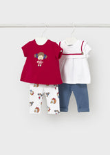 Completo 4 pezzi bambola neonata - Rosso