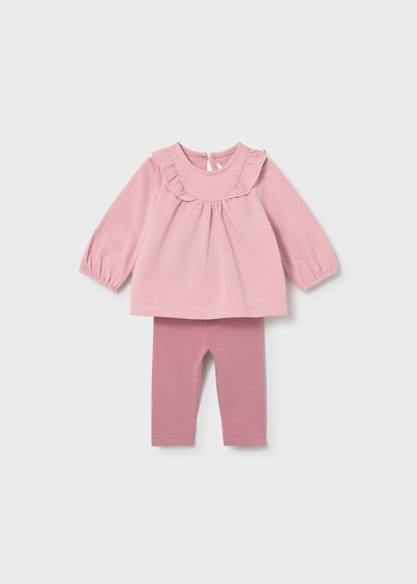 Completo 4 pezzi manica lunga neonata - Rose