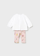 Completo 4 pezzi manica lunga neonata - Rose