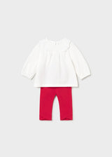 Completo 4 pezzi manica lunga neonata - Rosso