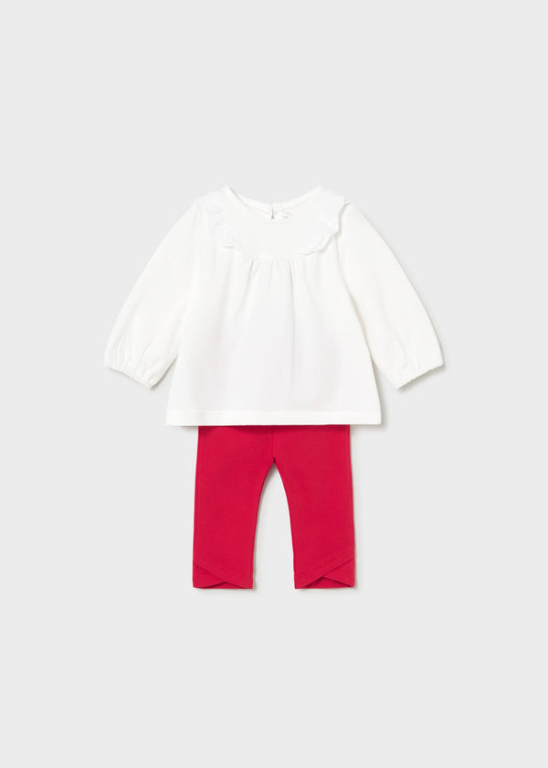 Completo 4 pezzi manica lunga neonata - Rosso