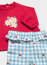 Completo 4 pezzi manica lunga neonata - Rosso