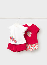 Completo 4 pezzi neonata - Rosso