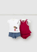 Completo 4 pezzi neonata - Rosso