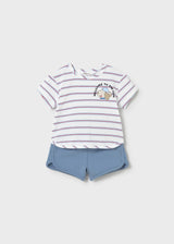 Completo 4 pezzi righe neonato - Rosso