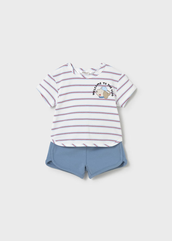 Completo 4 pezzi righe neonato - Rosso