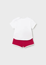 Completo 4 pezzi righe neonato - Rosso