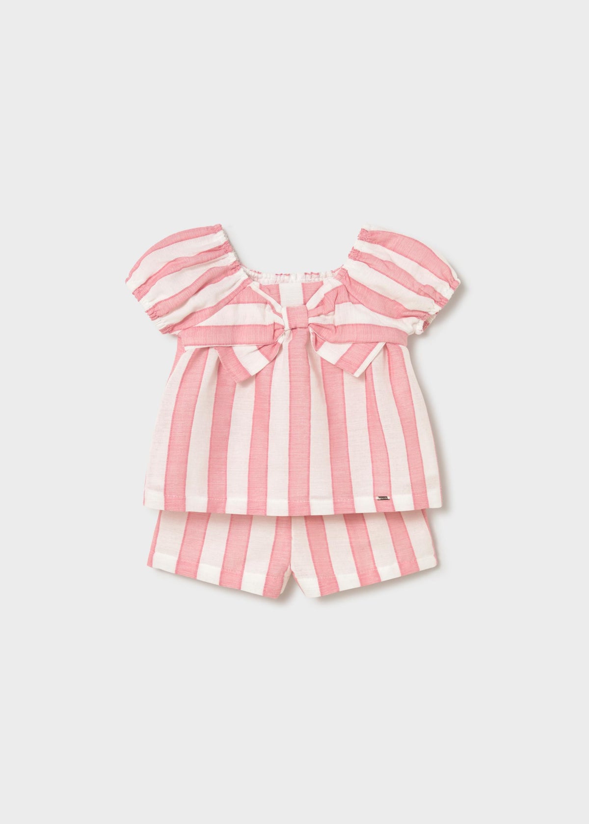 Completo a righe bermuda e blusa neonata