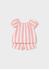 Completo a righe bermuda e blusa neonata