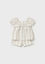 Completo a righe bermuda e blusa neonata