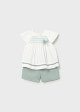 Completo bermuda e blusa neonata