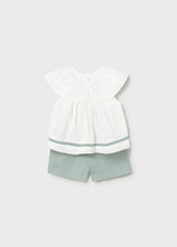 Completo bermuda e blusa neonata