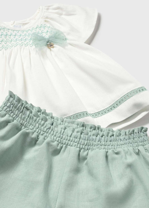 Completo bermuda e blusa neonata