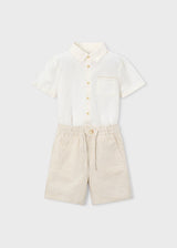 Completo bermuda e camicia in lino bambino