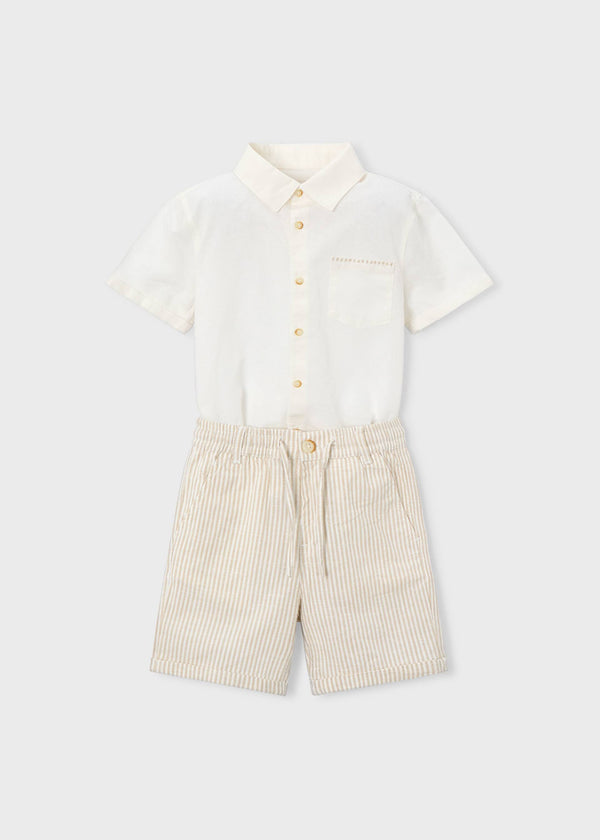 Completo bermuda e camicia in lino bambino