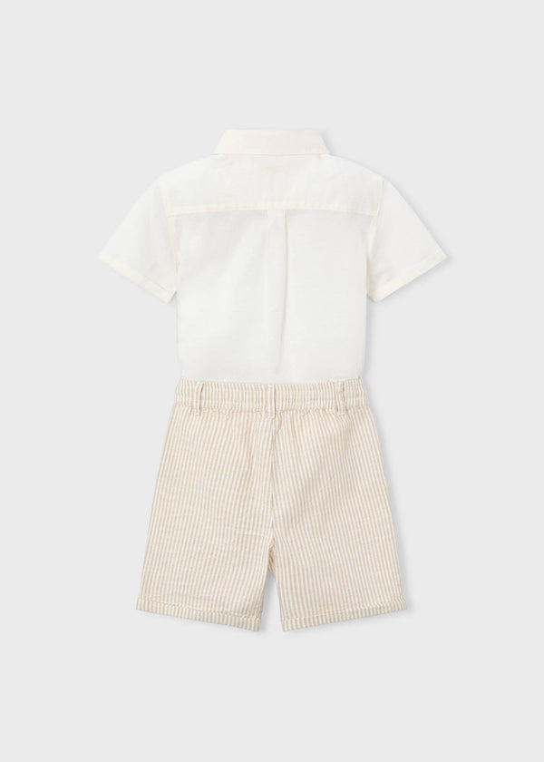 Completo bermuda e camicia in lino bambino
