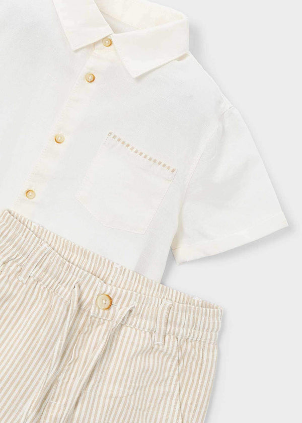 Completo bermuda e camicia in lino bambino