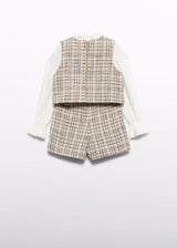 Completo Bermuda Tweed Effetto Camicia Bambina - Marzapane