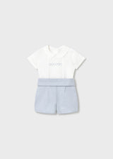 Completo cerimonia pantaloncino e camicia neonato - Polvere
