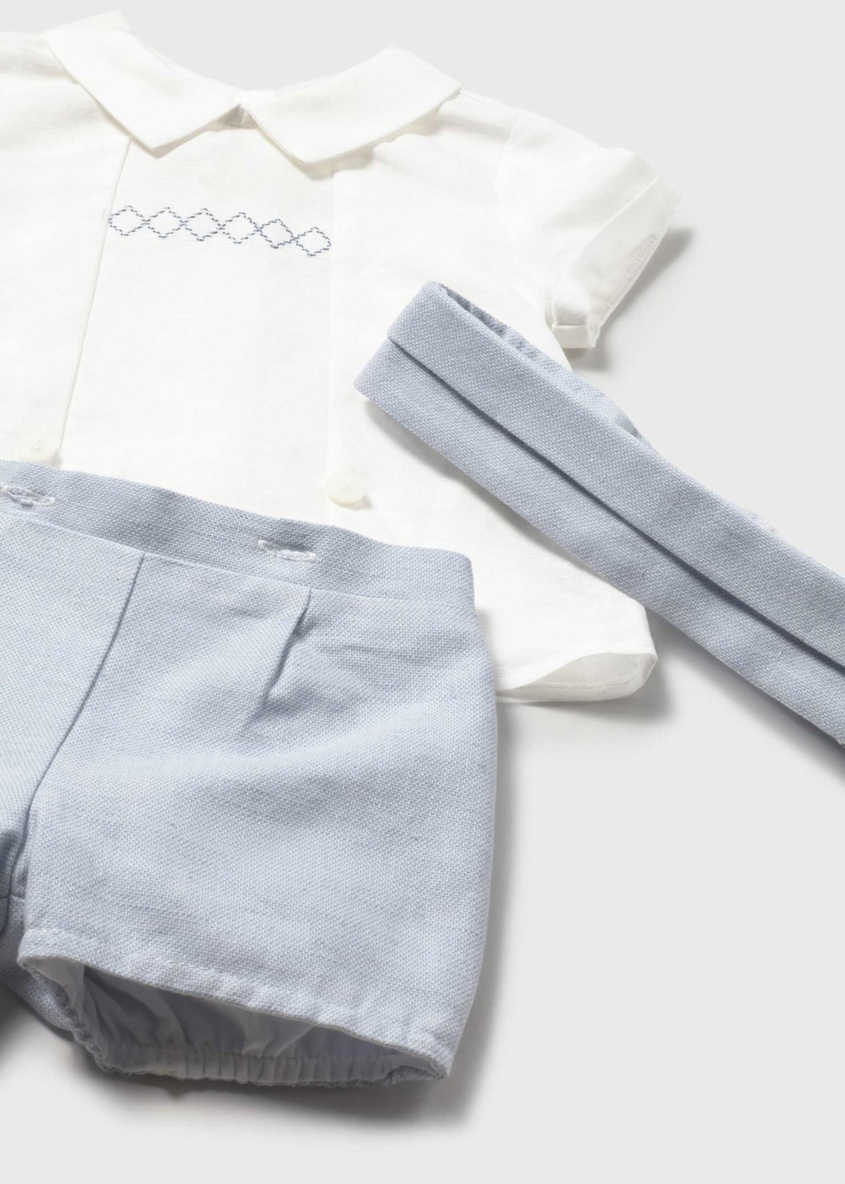 Completo cerimonia pantaloncino e camicia neonato - Polvere