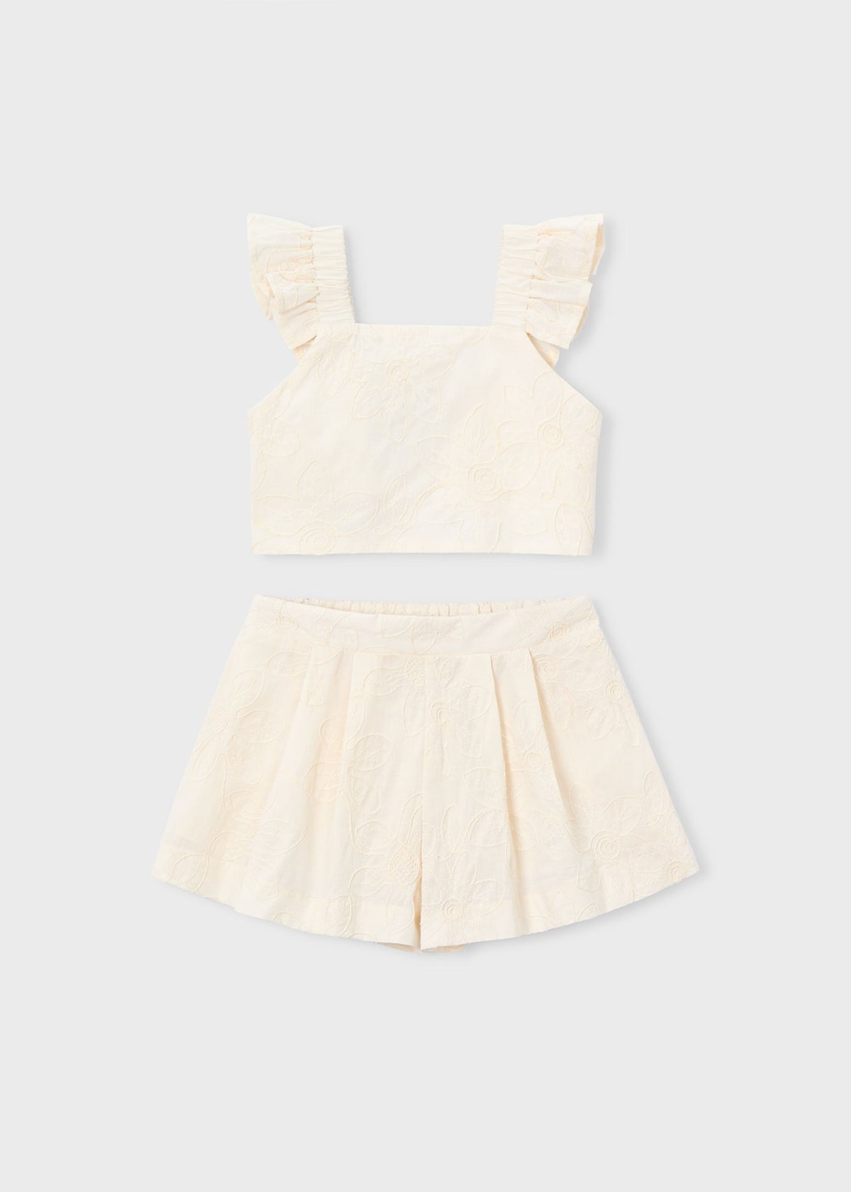Completo con bermuda e top con volant cerimonia bambina