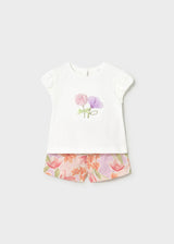 Completo con bermuda fiori e maglietta neonata