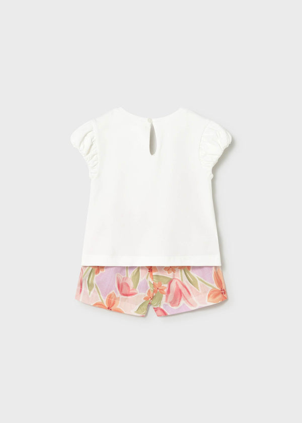 Completo con bermuda fiori e maglietta neonata