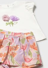 Completo con bermuda fiori e maglietta neonata
