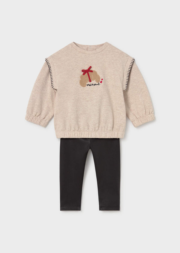 Completo felpa e leggings neonata - Nero