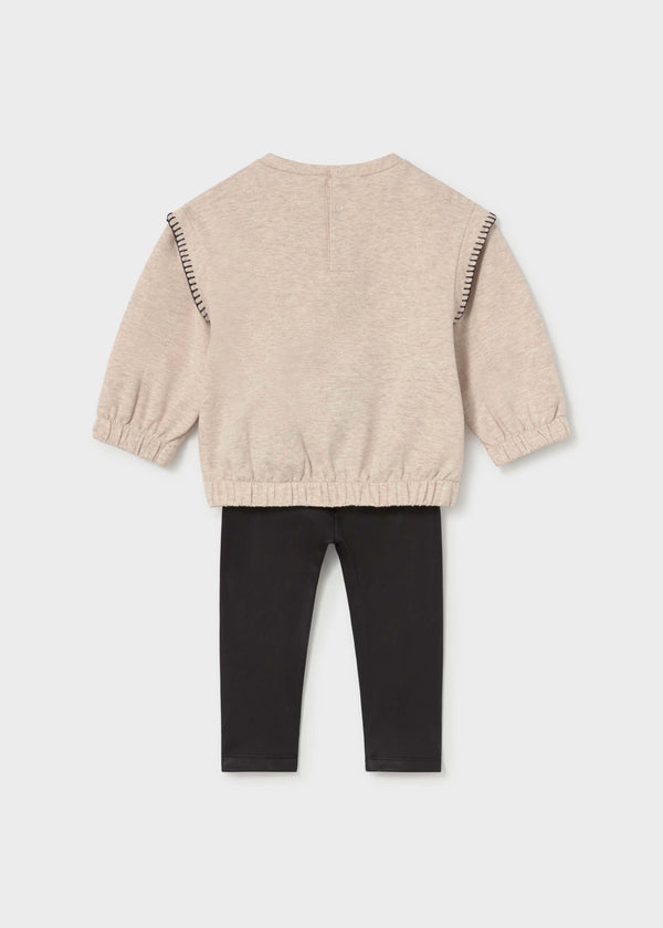 Completo felpa e leggings neonata - Nero