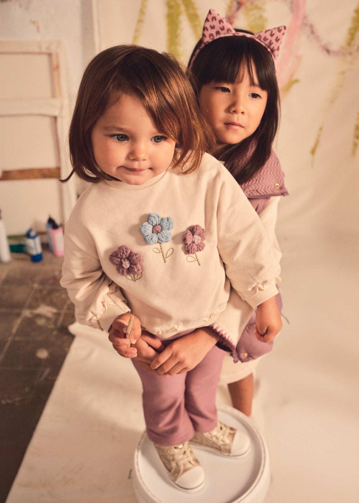 Completo felpa e pantaloni neonata - Violetta