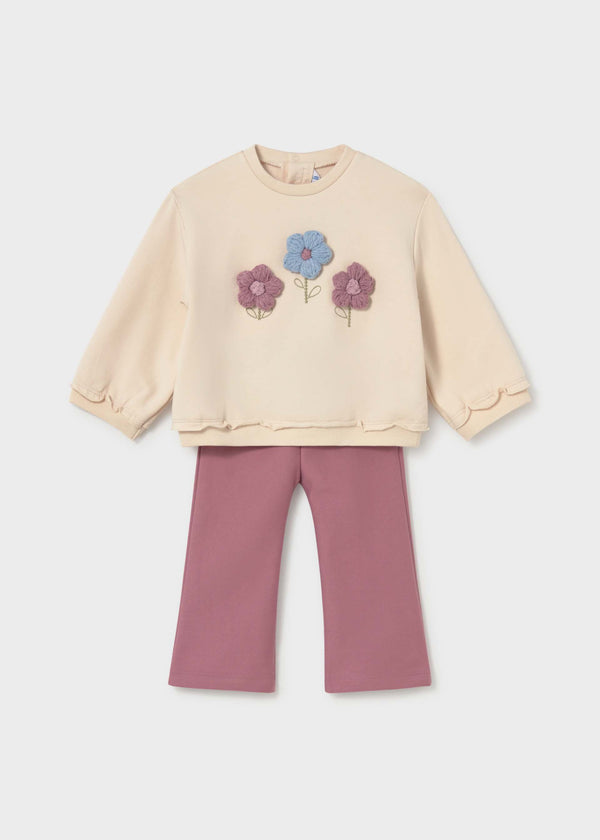 Completo felpa e pantaloni neonata - Violetta