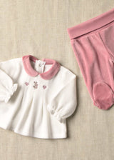 Completo ghettina e camicia neonata - Cipria