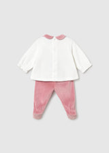 Completo ghettina e camicia neonata - Cipria