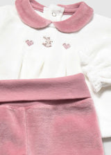 Completo ghettina e camicia neonata - Cipria