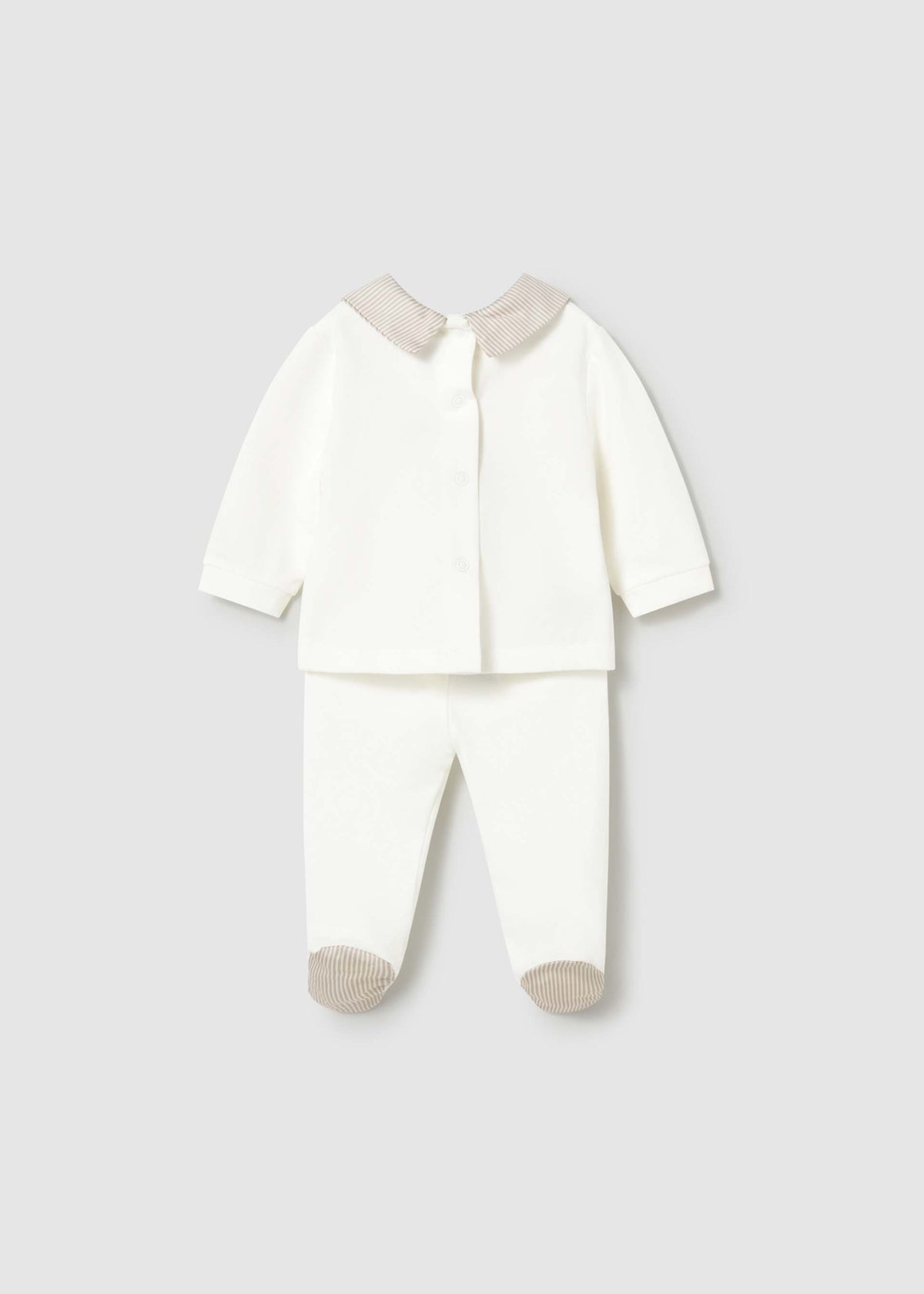 Completo ghettina e maglietta ricamata neonato - Ecru