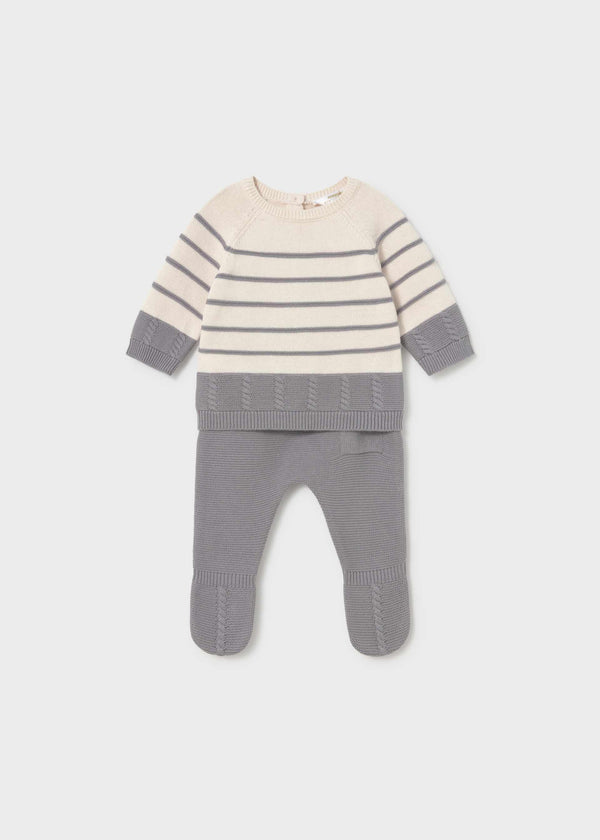 Completo ghettina e maglioncino neonato - Cenere