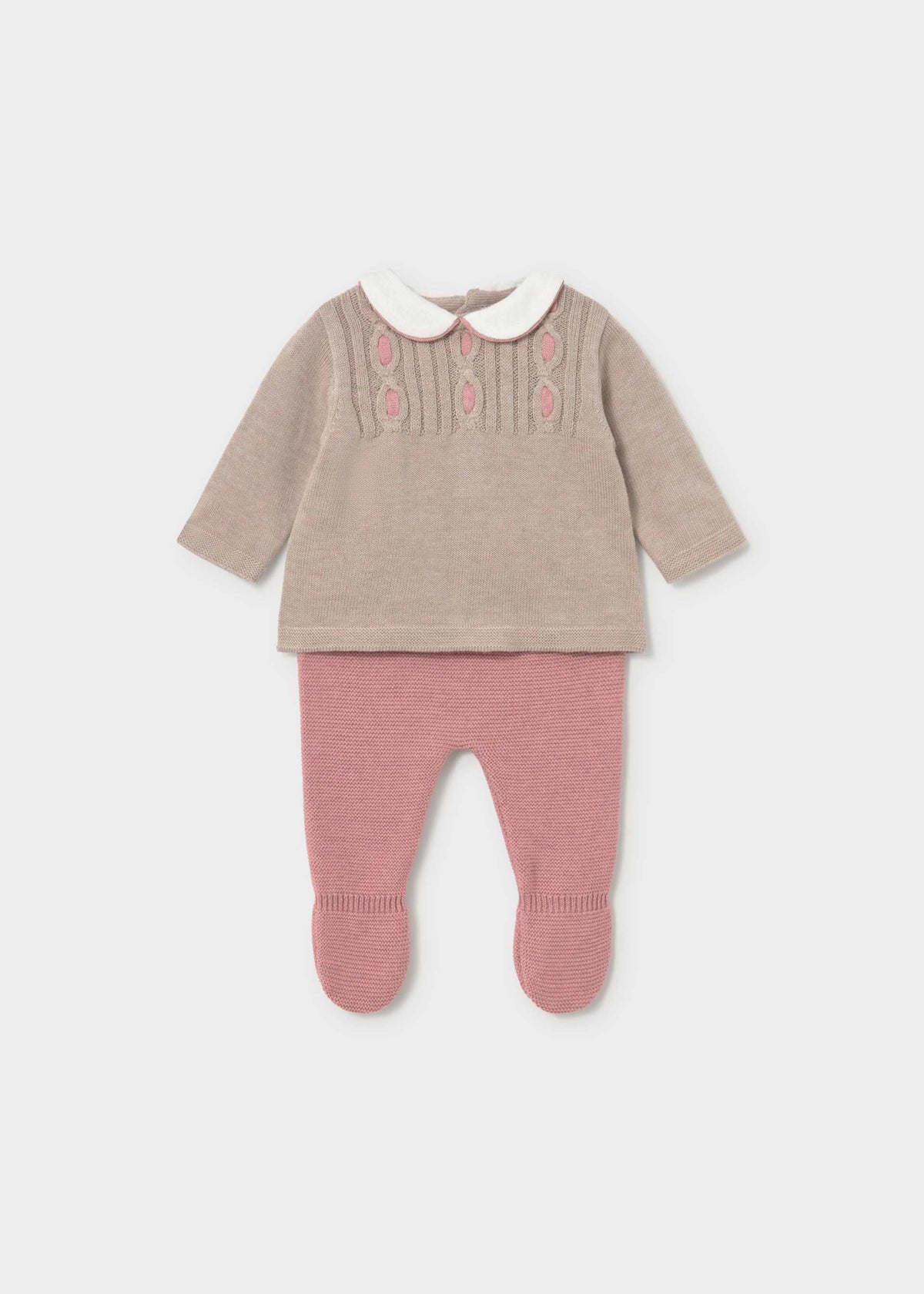 Completo ghettina e maglione neonata - Cipria
