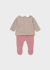 Completo ghettina e maglione neonata - Cipria