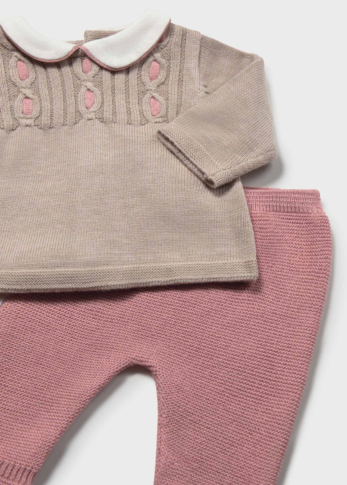Completo ghettina e maglione neonata - Cipria
