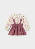 Completo gonna bretelle e blusa neonata - Violetta